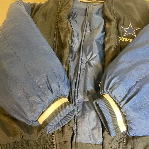 Men’s size XXL Cowboys NFL experience Nylon zipper & button jacket vintage - Picture 14 of 15